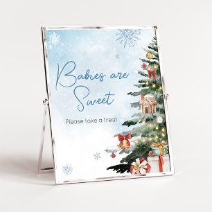 Poster Bébé d'hiver bleu Son froid extérieur Bébés sont d