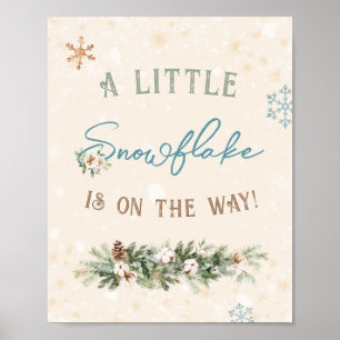 Poster Bébé d'hiver Douche petit flocon de neige sur le c