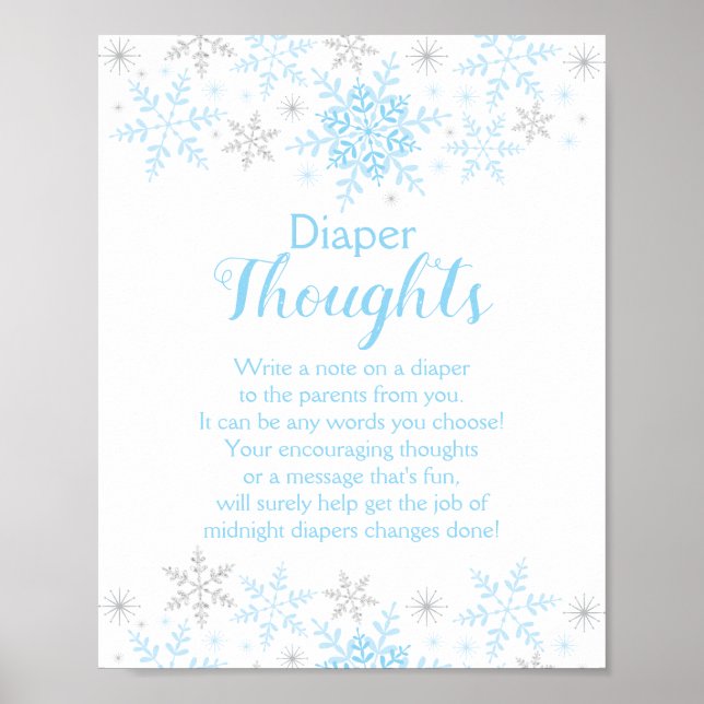 Poster Bébé d'hiver Douche Snowflakes Pensées de couches (Devant)