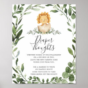 Poster Bébé Dinosaur Baby shower couche Pensées Signe