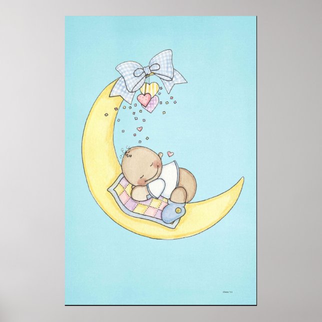 Poster Bébé dormant sur la lune (Devant)
