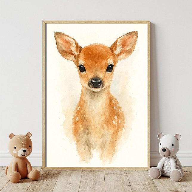 Poster Bébé doux Cerf Bois Décor de pépinière (Créateur téléchargé)