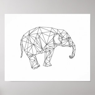 Poster Bébé éléphant géométrique minimaliste pépinière ar