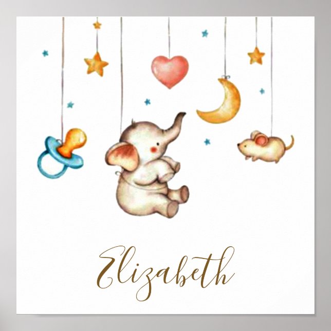 Poster Bébé Eléphant mignon (Devant)