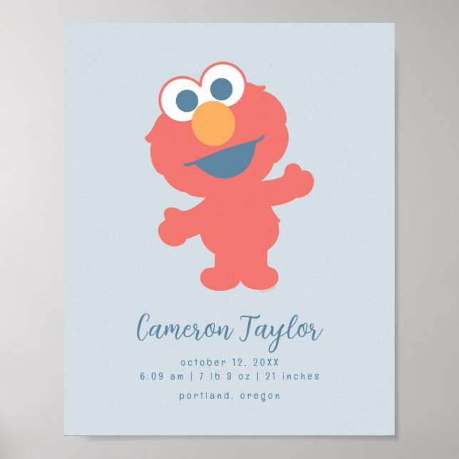 Poster Bébé Elmo | Statistiques de naissance de bébé (Devant)