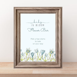 Poster Bébé en fleur Baby shower Panneau de la barre de f