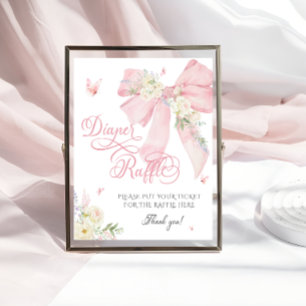 Poster Bébé en fleur Pink Bow Fleur de couches Raffle