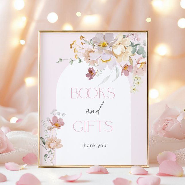 Poster Bébé en Fleur rose pâle Livres et Cadeaux floraux (Créateur téléchargé)
