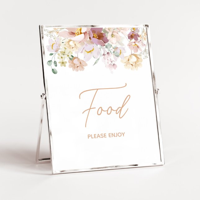 Poster Bébé en fleurs Baby shower Alimentation (Spring Wildflower Baby Shower Food Sign)