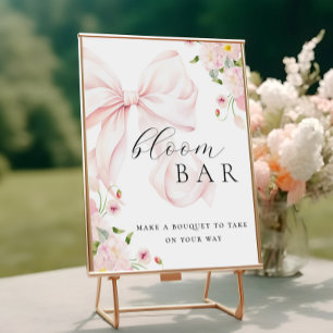 Poster Bébé en fleurs bouquet bar à ruban rose