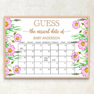 Poster Bébé en fleurs calendrier de devinette de date pré
