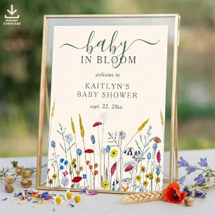 Poster Bébé en fleurs Fête prénatale Prairie de fleurs sa