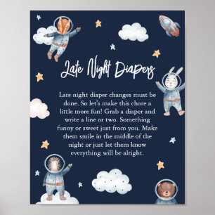 Poster Bébé Espace Animal de la Forêt 'Couche de Nuit'