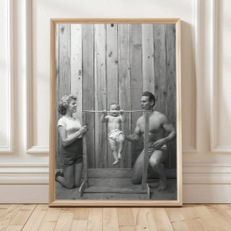 Poster Bébé faisant des tractions murales d'art, famille