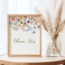 Poster Bébé Fleur Sauvage en Fleur Baby Shower Bar à Fleu