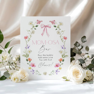 Poster Bébé Fleur Sauvage en fleurs ruban rose Momosa Bar