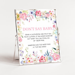 Poster Bébé Floral en Fleur Panneau Ne Dis Pas Bébé