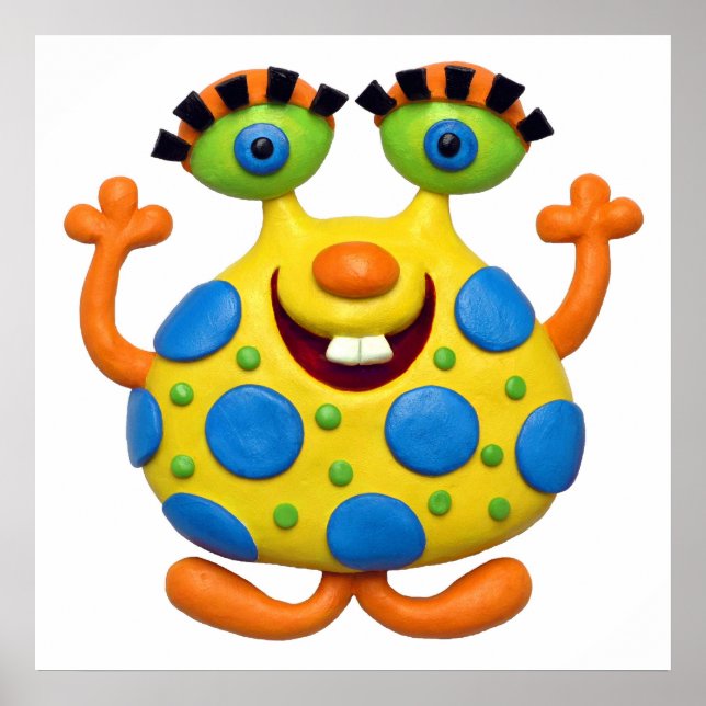Poster Bébé garçon jaune tacheté Salle de fête de Monster (Devant)