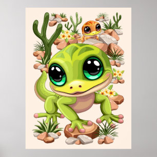 Poster Bébé Geckos jote personnages de dessin