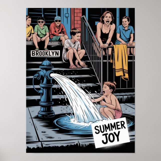 Poster Bébé Hydrant Joie d'Été de Brooklyn (Devant)