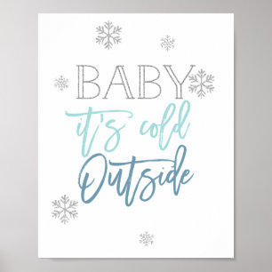 Poster Bébé Il fait froid dehors   Bleu Parties scintilla