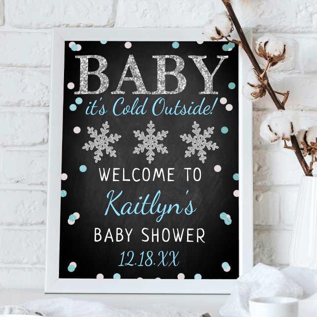 Poster Bébé Il fait froid dehors garçons Baby shower d'hi (Créateur téléchargé)