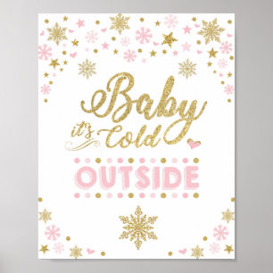 Poster Bébé Il fait froid dehors Hiver Flocon de neige Or