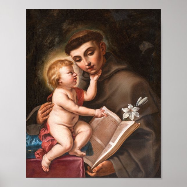 Poster Bébé Jésus Avec Saint Antoine De Padoue (Devant)