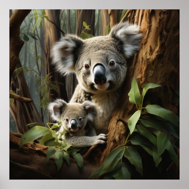 Poster Bébé Koala Ours et maman (Devant)