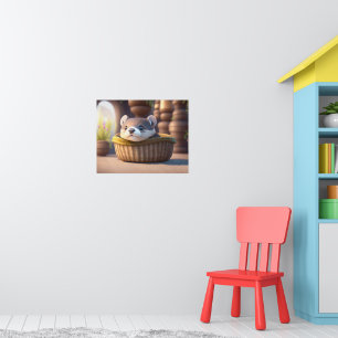 Poster Bébé loutre mignon dans un panier