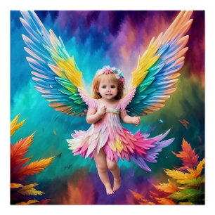 Poster Bébé mignon Angel Design coloré