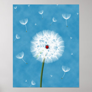 Poster Bébé mignon assis sur un pissenlit