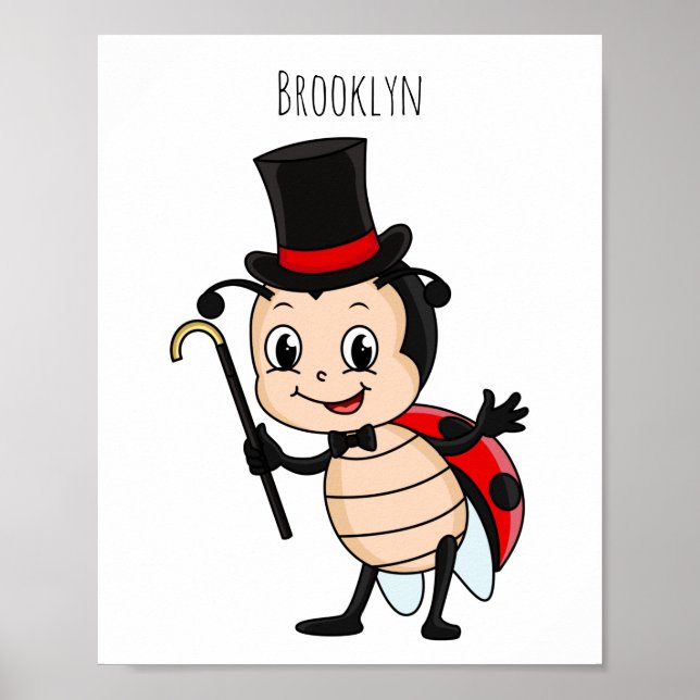Poster Bébé mignon avec chapeau et dessin animé de cravat (Devant)