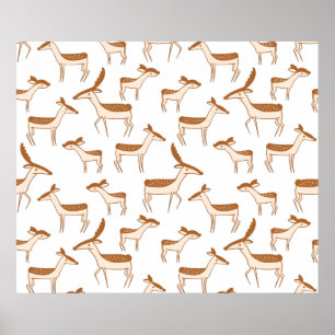 Poster Bébé mignon cerf et famille