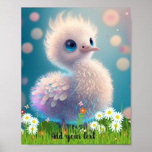 Poster Bébé mignon en Whimsical Illustration Boeuf Daisy