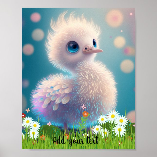 Poster Bébé mignon en Whimsical Illustration Boeuf Daisy (Devant)