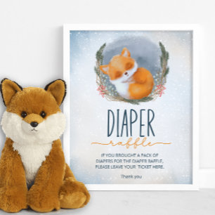 Poster Bébé mignon Fox neige hiver tombole de couche d'hi