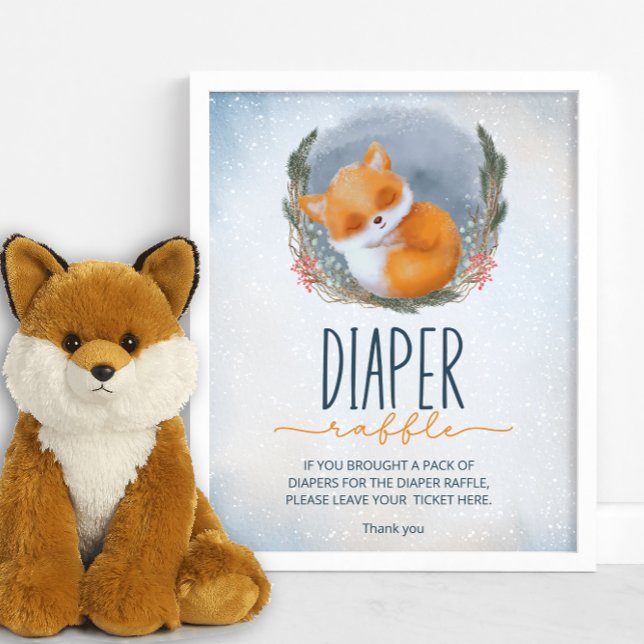 Poster Bébé mignon Fox neige hiver tombole de couche d'hi (Créateur téléchargé)