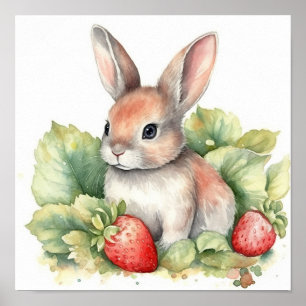 Poster Bébé mignon lapin Aquarelle lapin