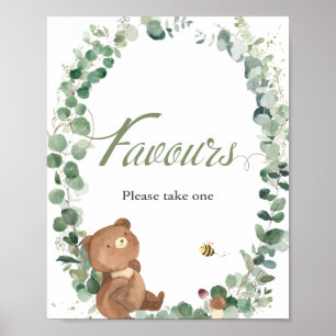 Poster Bébé mignon Ours Vert Faveurs S'Il Vous Plaît Pren