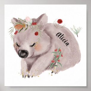 Poster Bébé mignon Wombat Gold Speckle personnalisé