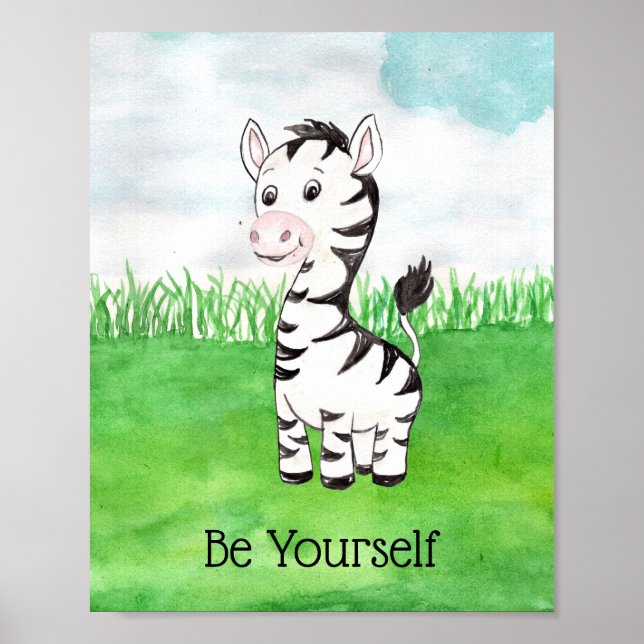 Poster Bébé mignon Zebra Be Yself Citer Nursery (Devant)