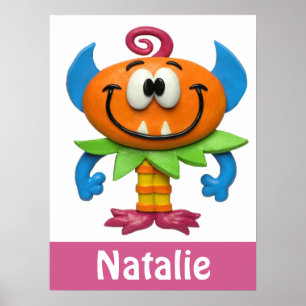 Poster Bébé Monstre Fête de Naissance de Bébé Fille Nurse