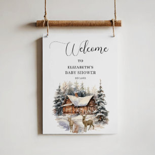 Poster Bébé neige d'hiver Il fait froid dehors Bienvenue