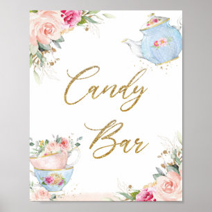 Poster Bébé nuptiale Broussette Floral High Tea Party