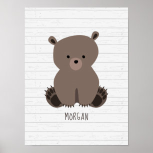 Poster Bébé Ours Bois Infirmière personnalisée
