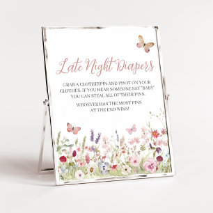 Poster Bébé papillon fleur sauvage Late Night Diapers