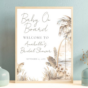 Poster Bébé plage à bord panneau de bienvenue pour la bab