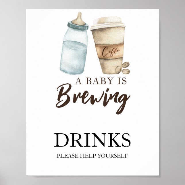 Poster Bébé prépare du café Boissons (Devant)