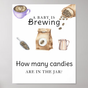 Poster Bébé prépare du café Combien de bonbons